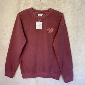 Rainbow Colours Leopard Heart Sweatshirt, Raspberry Color, Size Small (NWT)